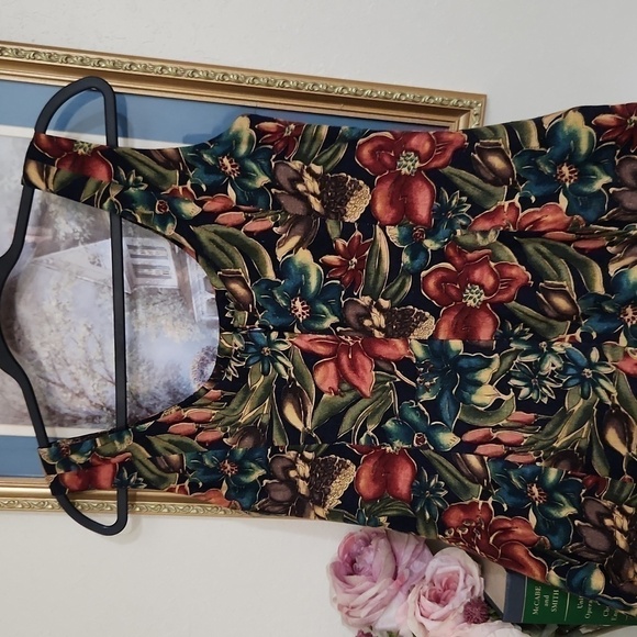 Vintage Floral Linen Dress Y2K Feminine Sexy Flirty Artsy Dark Romance - Picture 11 of 15